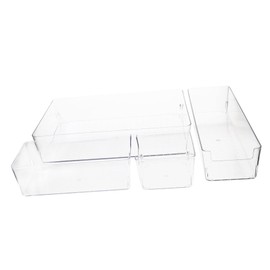 Alipis 4pcs Transparent Drawer Organizer Kit Versatile Storage Bins for Makeup Office Kitchen Bathroom and Easy to Clean Drawer Storage
