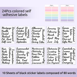 SKYDUE 104 Pieces Budget Stickers Set for Planners - 80Pcs cash envelope labels & 24Pcs blank budget planner stickers, budget binder stickers for Easy Money Management.