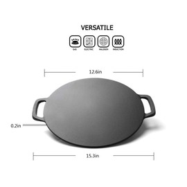 Chinese Crepe Pan,cast iron frying pan,12.6in - Ideal for Making & Reheating Crepes, Tortillas & Pancake