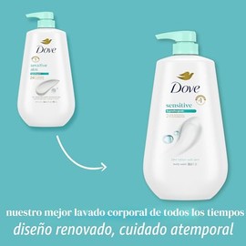 Dove gel de baño, Sensitive Skin, 34 oz | Gel de baño hipoalergénico con tecnología MicroMoisture para una hidratación 24 horas y una piel suave