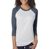 Next Level Unisex Tri-Blend Three-Quarter Sleeve Baseball Raglan Tee (Indigo/Heather