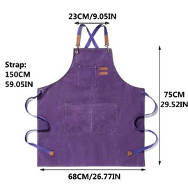 BBQ Aprons for Men, Practical Work Apron, Work Apron with Pockets with Adjustable Straps for Hairdresser, Kitchen, Gardener, purple