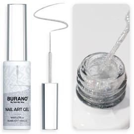 BURANO Gel Nail Polish Liner Nail Art Polish, Black White Purple Red Pink Painted Gel Nail Design Polish 1 Bottle, Build in Thin Nail Brush Chrome Gel Nail Polish Curing Required 8ml (LX8)