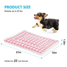Kigmmro Dog Bed Mat, Reversible Crate Pad for Medium Small Dogs, Machine Washable, Portable and Soft Pet Bed Pad/Mat for 22-inch Kennel-Pink