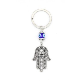 Jasimkiss Evil Eye Keychains Hamsa Hand keychains Protection Good Luck Amulet Charm Key Ring Bag Purse Accessories (C)