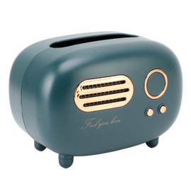 Cryfokt Retro Radio Tissue Box Holder, Vintage Radio Shaped Cosmetic Tissues Box Cover Desktop Decoration Paper Towel Dispenser for Bathroom Vanity Countertops Bedroom (Green)