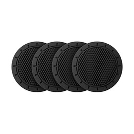 Car Cup Holder Coaster, 4 Pack 2.75 Inch Diameter Non-Slip Universal Insert Coaster, Durable, Suitable for Most Car Interior, Car Accessory for Women Men (Black)