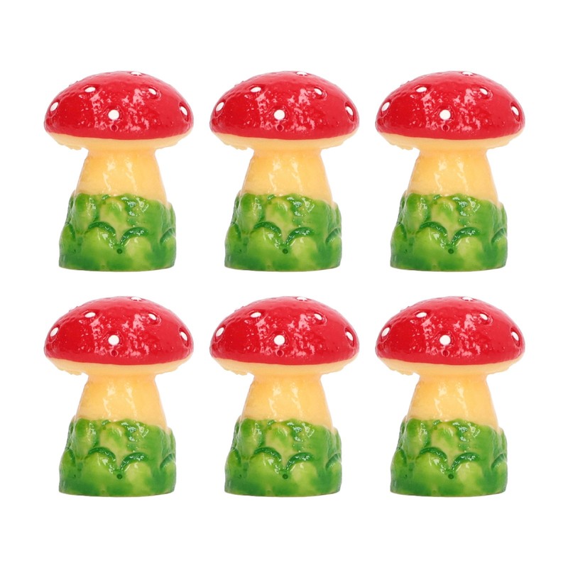 30pcs Dollhouse Mushroom Figurine Cute DIY Resin Micro Landscape Garden