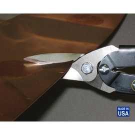 Klenk MA74530 Serrationless Snips, Cuts 1¼" Right and Straight, Green/Black PVC Grips, Parallel Handles