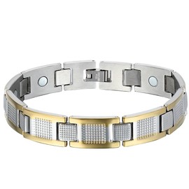 OIDEA Men's Bracelet with Magnetic Bracelet: Magnetic Bracelet Link Link Made of Tungsten Steel Ceramic Stainless Steel Health Bracelet Wrist Bracelet Gift for Men, Stainless Steel Stainless steel