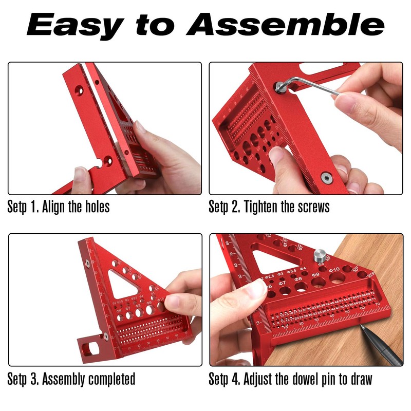 3D Mitre Angle Measuring Tool with Mini Circle Compass Drawing