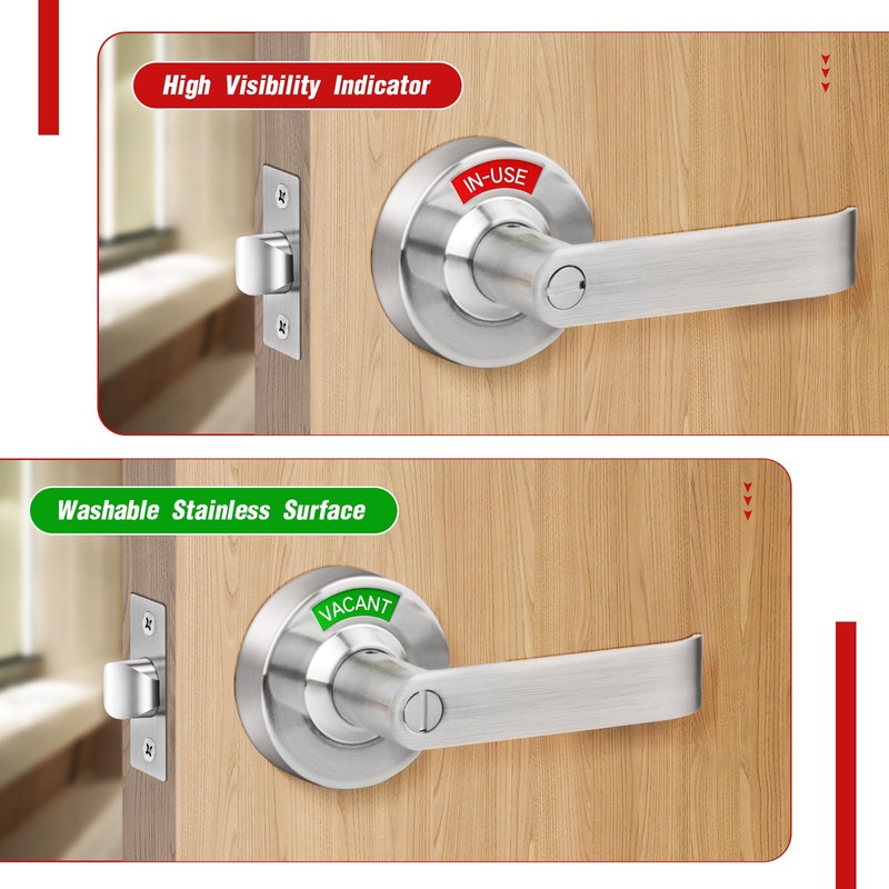 Aglehome Bathroom Indicator Privacy Door Lock, Vacant Occupied Lock, Large