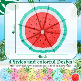 400Pcs [4 Styles] Drink Umbrellas Cocktail Picks, Cocktail Umbrellas for Drinks, Drink Parasols, Mini Paper Umbrella Toothpicks Sticks for Tiki, Luau, Hawaiian Tropical Party Decoration Garnish.