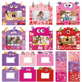 NOVWANG Picture Frame Craft Kit, 30 Pack Valentine's Day DIY Photo Frame, Monster Design, 6.7 inches/17 cm, Multicolour - Valentine's Day Style