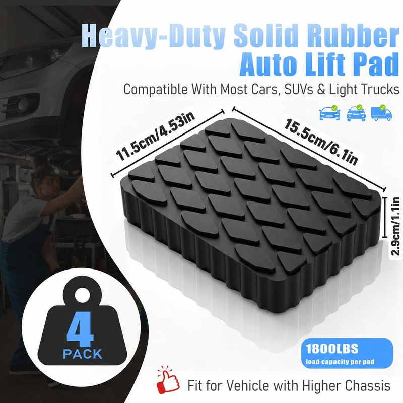 4 Packs Rubber Lift Blocks,Anti-Skid Auto Lift Pads for Cars,