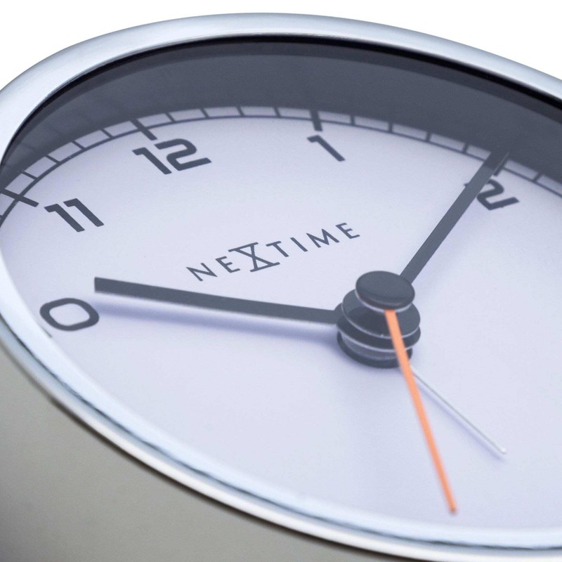 NeXtime alarm clock, "COMPANY ALARM" very silent, white / metallic,