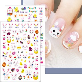 10Pcs Easter Nail Art Stickers 3D Cute Bunny Nail Stickers Easter Nail Art Accessories Self Adhesive Easter Egg Chick Carrot Rabbit Nail Decals for Women Girls Kids Spring Manicure Nail Decoration