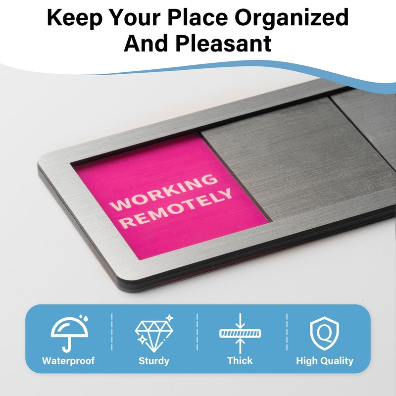 Office Door Sign With Adjustable Stand, 6 Options Privacy Slider