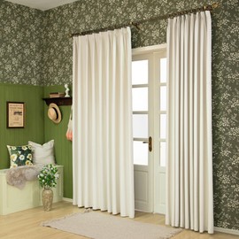 MUMFAS Soft Velvet Cream Beige Pinch Pleat Curtain 52" W x 120" L Heavyweight Solid Thermal Insulated 75% Blackout Patio Door Curtain Panel Drape for Traverse Rod, Ivory Color (One Panel)