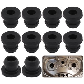 10pcs RV Stove Grommet Kit, Closed Rubber Hole Plug, Heat Resistant Stove Parts Grommets Rubber Grommet Kit, Stove Protector Range Burner Grate Rubber Feet Pad(Black)