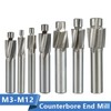 Cutter HSS Counterbore End Mill M3-M12 Pilot Slotting Tool Countersink