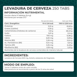Kit 2 Piezas Suplemento Levadura De Cerveza 250 Tabs Pronat Sabor Sin sabor