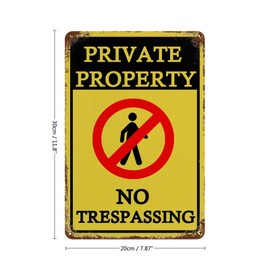 No Trespassing Vintage Metal Wall Decor for Garden Yard Coffee Bar 8"x12" Warning CCTV Security Camera Custom Metal Tin Sign for Home Tin Signs