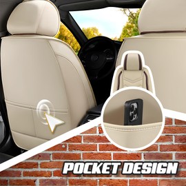 ADERN Car Seat Covers for VW Tiguan 2009-2025, Premium Nappa Leather Car Seat Cover, Stylish Sport Seat Covers， Automobile Seat Cover Sets.(Standard 5 Seats/Beige)