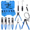 Glarks 9Pcs Blue Flexible Hose Clamp Pliers Set, Long Reach