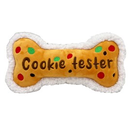 Huxley & Kent for Dogs | Cookie Tester Bone (Large) | Christmas Holiday Power Plush Dog Toy with Squeaker | Funny Dog Toy Gift | Fun, Durable, and Safe | H&K Squeaky Dog Toys