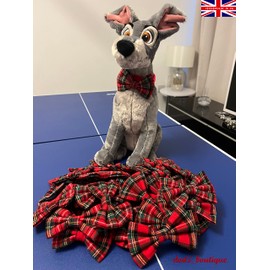 New Dogs Bow Tie Tartan woven Elastic Band attach COLLAR ACCESSORY Handmade UK (Large Tartan woven)