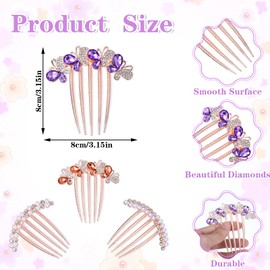 ElevateTech Pearl Rhinestones Hair Combs for Women, Crystal Side Comb Clips French Twist Hair Pins Decorative Hair Combs Vintage Hair Bun Accessories Butterfly Fork Clips for Updo Buns