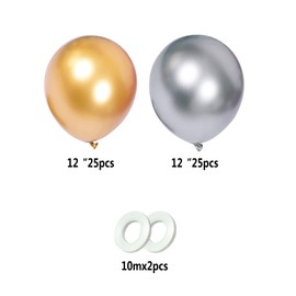 12inch Gold and Silver Metallic Balloons for Birthday Retirement Birdal Shower Graduation Wedding Anniversary Party Decoration