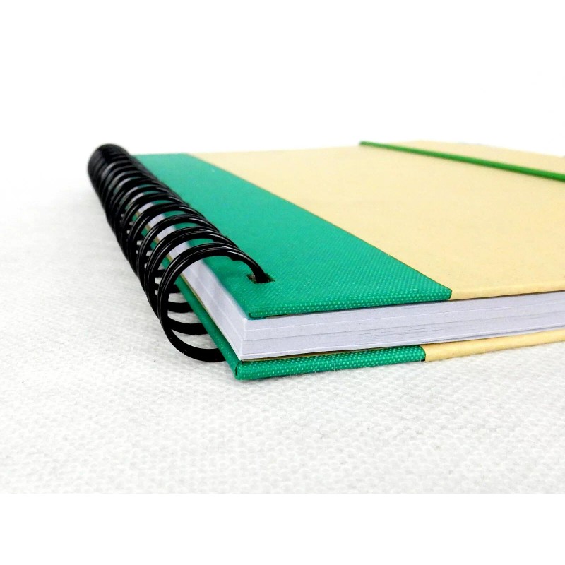 Sweda Recycled Notebook & Pen Set, Green & Beighe, Wire