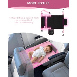 TinlyFinly Toddler Airplane Bed, Soft Airplane Seat Extender for Kids, Baby Flight Portable Hammock Bed with Fasten Hook and Insert, Airplane Travel Essentials Kids, Anti-Slip - Dot, Pink