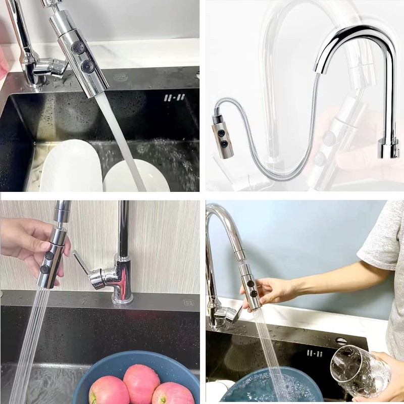 Kitchen Sink Faucet Sprayer Head Attachment, 2 Functions Pull Out