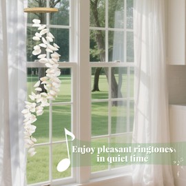 White Seashells Wind Chimes for Outside, Handmade Spiral Shape Beach Style Shells Windchime for Patio and Garden Hanging Decor, Beach & Coastal Decor, Sunroom Decoration, Ocean Themed Party