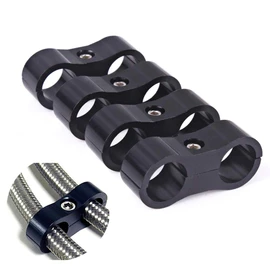 6AN - Abrazadera separadora de manguera de aluminio, abrazadera de montaje de línea de combustible, adaptador de manguera divisora para línea de combustible 3/8, línea de aceite, línea de freno, tubería de agua y línea de gas, negro, 4 unidades