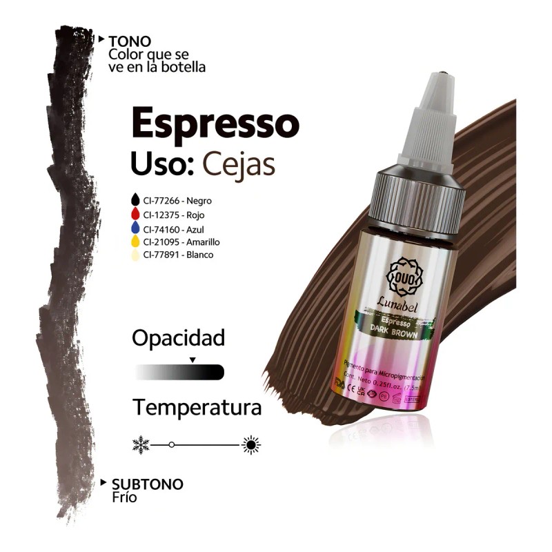 OUO Lunabel Tinta Ouo Lunabel Microblading 7.5ml Pigmento 10 Tonos