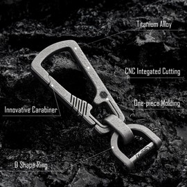 KeyUnity Titanium Carabiner KM16SW Keychain Men's with Keyring, High-Quality, Popular, Lightweight, Rust-Resistant Keychain for Bicycle/Car Keys, Smart Key, Loss Prevention, Fishing, Mountaineering