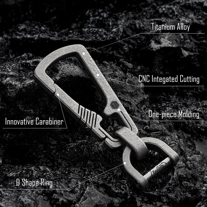KeyUnity Titanium Carabiner KM16SW Keychain Men's with Keyring, High-Quality, Popular,