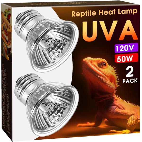 Briignite Reptile Heat Bulb [2 Pack], Reptile Light Bulbs 50W