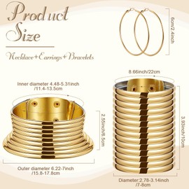 Liliaafar Gold African Jewelry Set for Women Afro Wig Hair Egyptian Gold Choker Bangle Hoop Earrings Sets African Costume Accessories