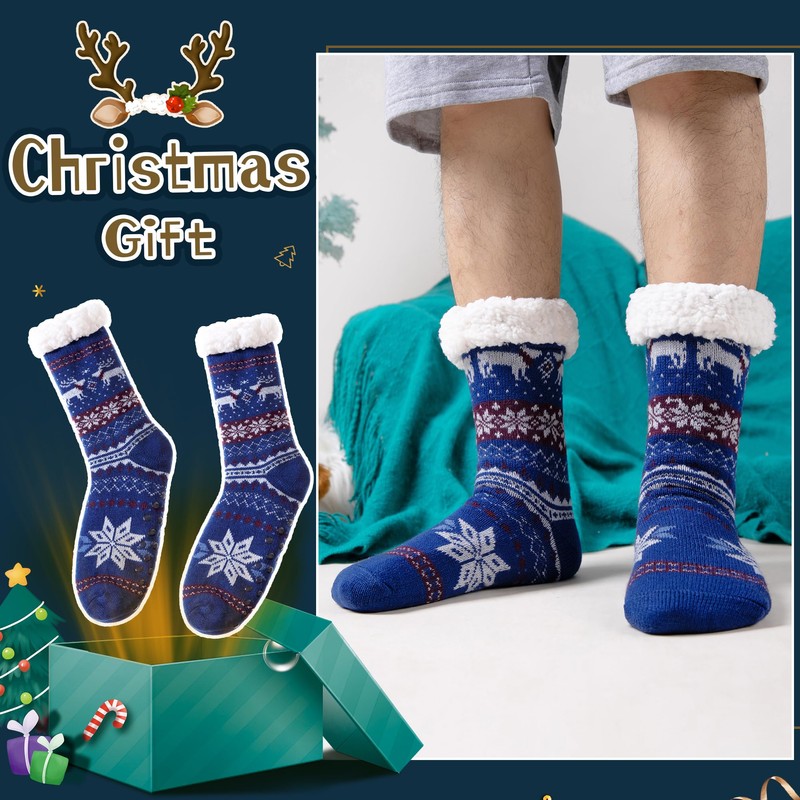 WEVIAS Men's Fleece Lined Cozy Extra Thick Slipper Socks Winter