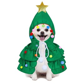 Dog Christmas Outfit, GOYOSWA Dog Christmas Clothes Dog Christmas Tree Costume with Star Ornament for Small Medium Cats Dogs Puppy Pets (Large)