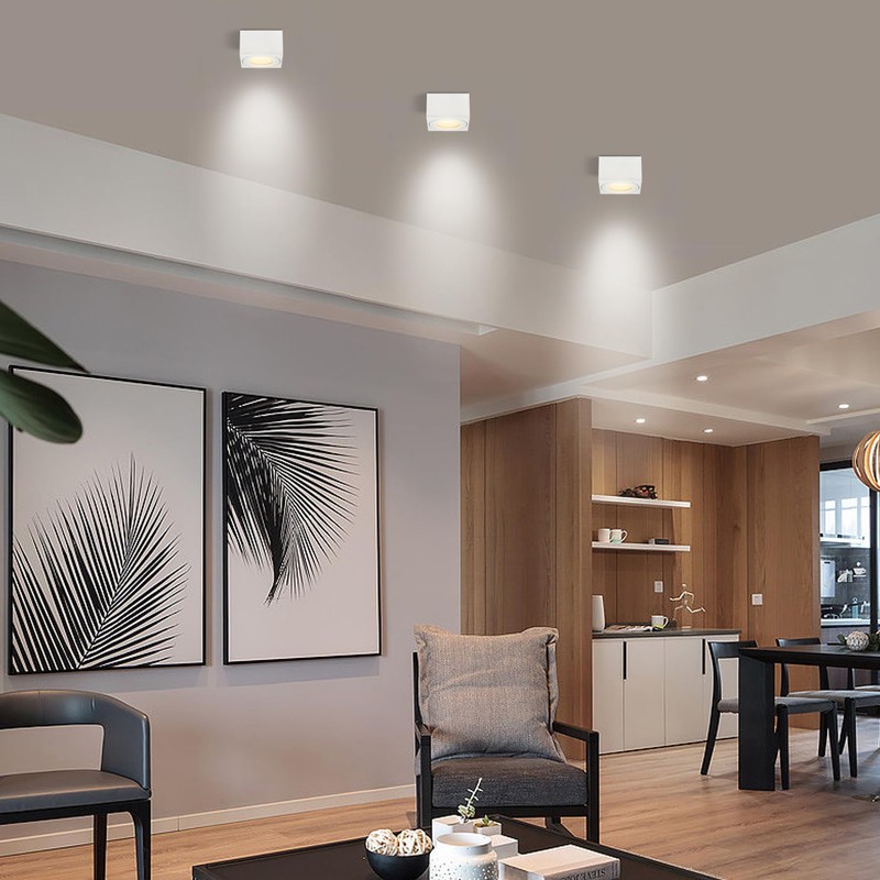 KYOTECH LED Surface-Mounted Spotlight Flat IP44 White Surface-Mounted Ceiling Light