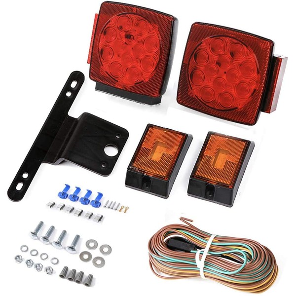 MAXXHAUL 50520 12V LED Compact Submersible Trailer Light Kit for Vehicles Under 80 Inches