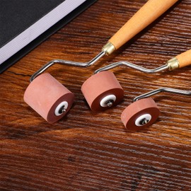 Ciieeo Printmaking Brayer Rubber Brayer Roller Paint Brush Ink Applicator Art Craft Oil Painting Tool for Printmaking Stamping Gluing (3Pcs)