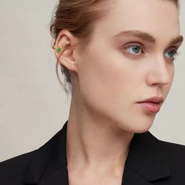 Lovely Sea Turtle Ear Cuff Earring Cubic Zirconia Simulated Emerald Crystal Ocean Animal Cartilage Clip On Fake Huggie Hoops Earrings Dainty Jewelry Gifts for Women Teen Girls Hypoallergenic (Gold)