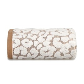 Allure Leopard Hand Towel, 100% Cotton, Luxury Jacquard Print, Soft & Absorbent, 50cm x 90cm (Natural)